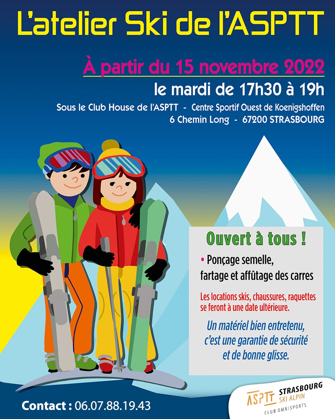 Entretenez votre matériel de ski à l'ASPTT Strasbourg